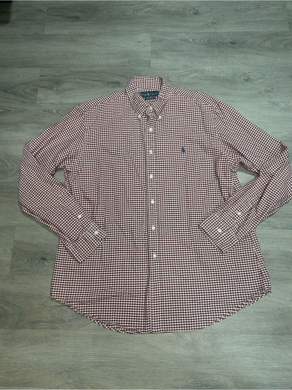 Polo Ralph Lauren Mens Custom Fit Red Gingham Long Sleeve Button Shirt Sz XL